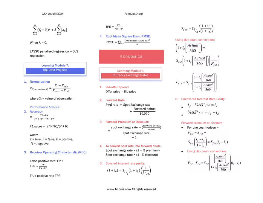 CFA L2 Formula Cheat Sheet - Page 13