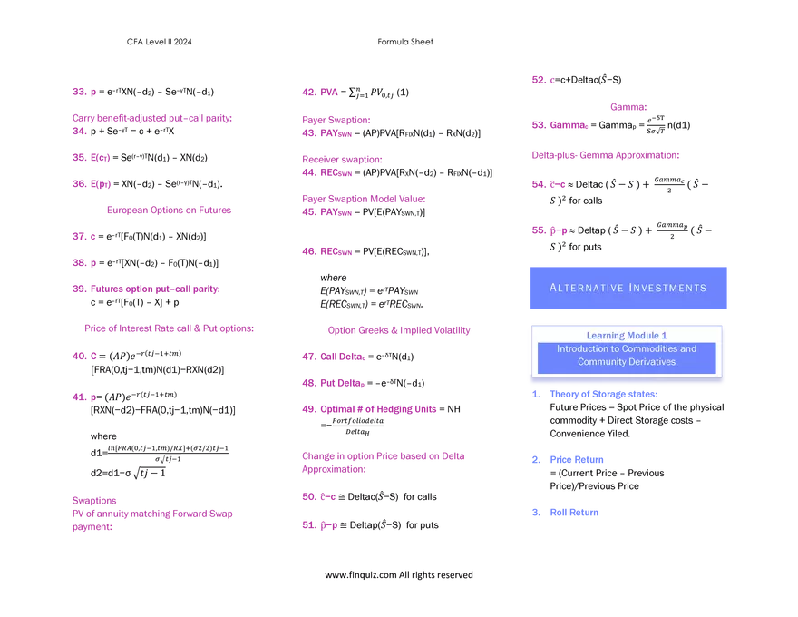 CFA L2 Formula Cheat Sheet - Page 18