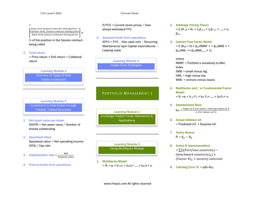 CFA L2 Formula Cheat Sheet - Page 19