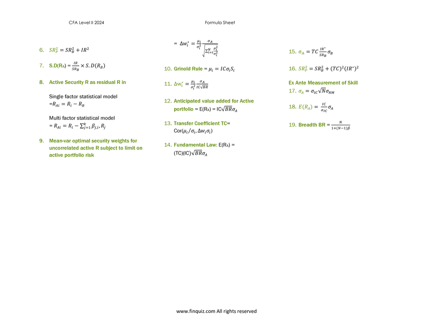 CFA L2 Formula Cheat Sheet - Page 21