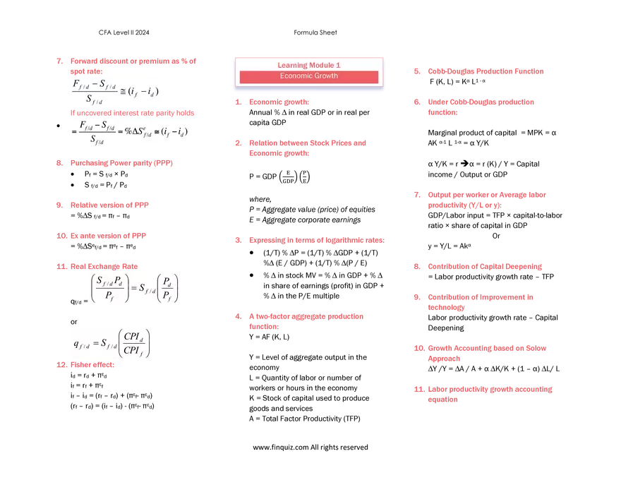 CFA L2 Formula Cheat Sheet - Page 22