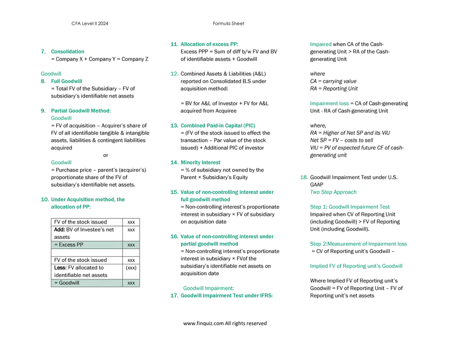 CFA L2 Formula Cheat Sheet - Page 25