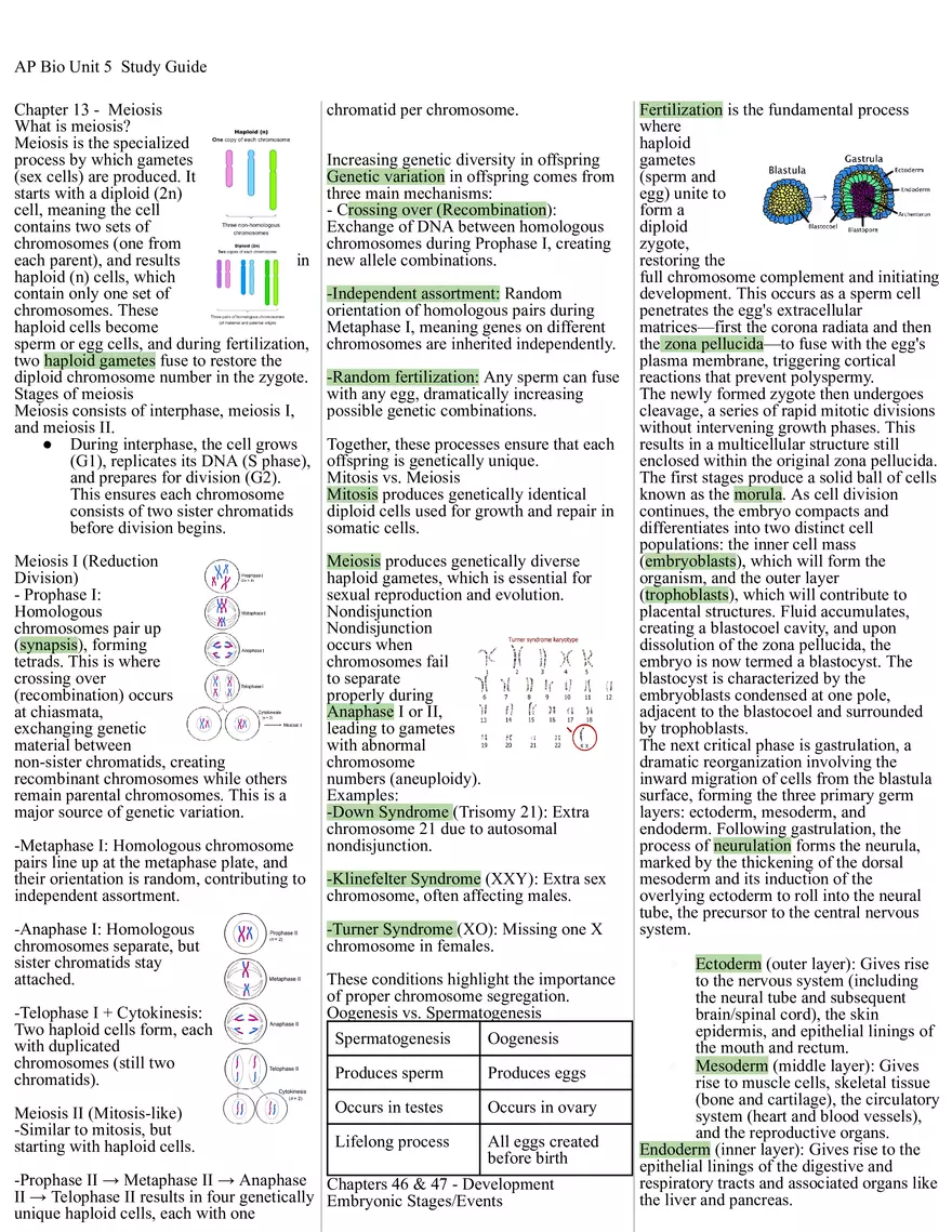 AP Bio Unit 5 Study Guide - Page 1