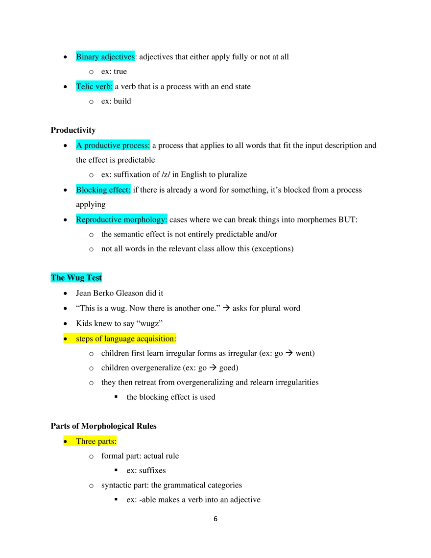 Linguistics Study Guide Morphology - Page 2