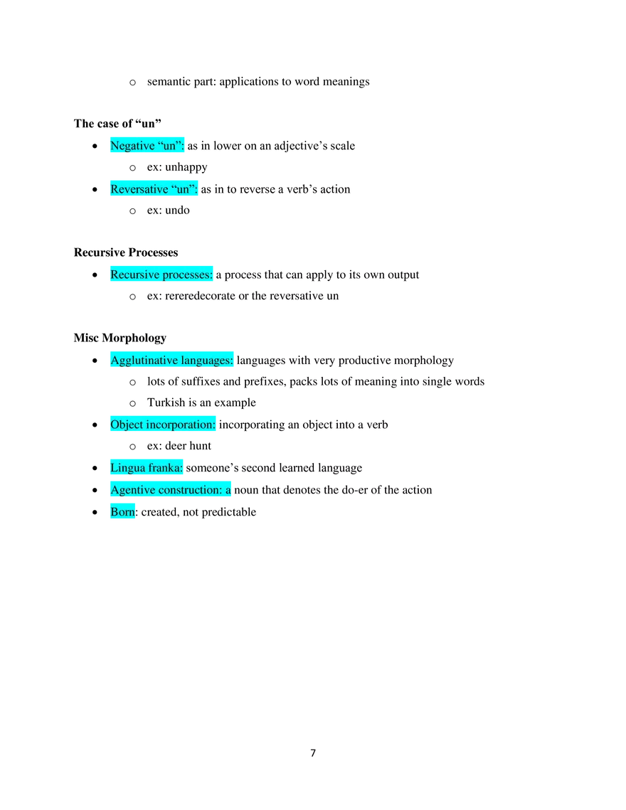 Linguistics Study Guide Morphology - Page 3