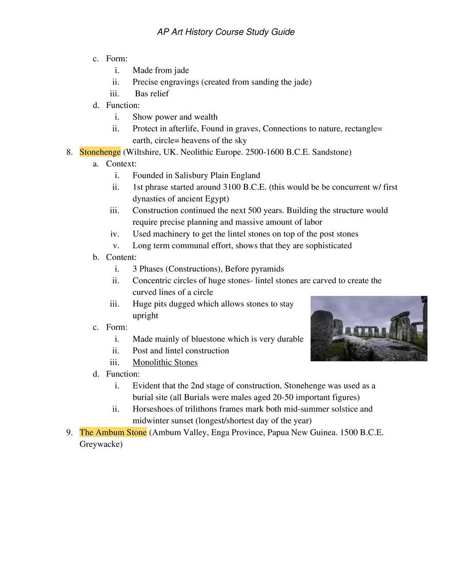 AP Art History Unit 1 Prehistoric Arts - Page 4
