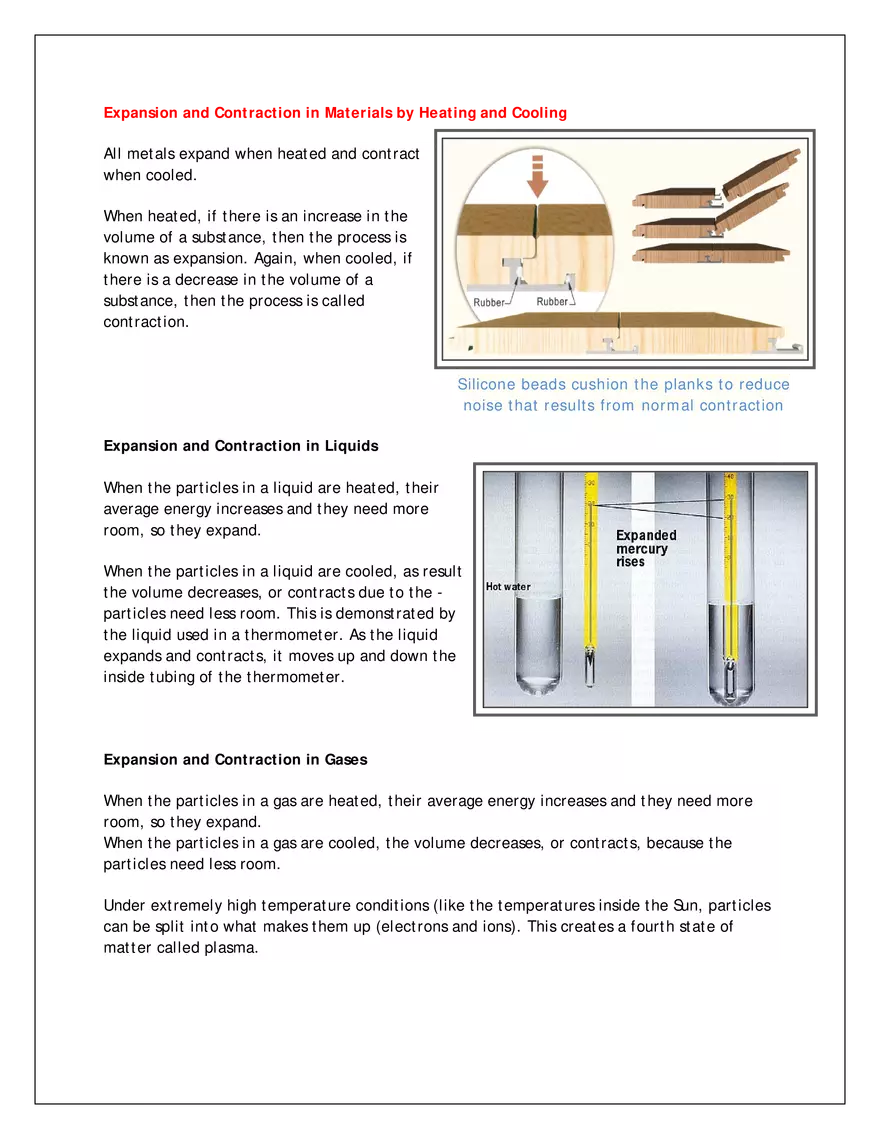 Expansion and Contraction in Materials by Heating and Cooling - Page 1