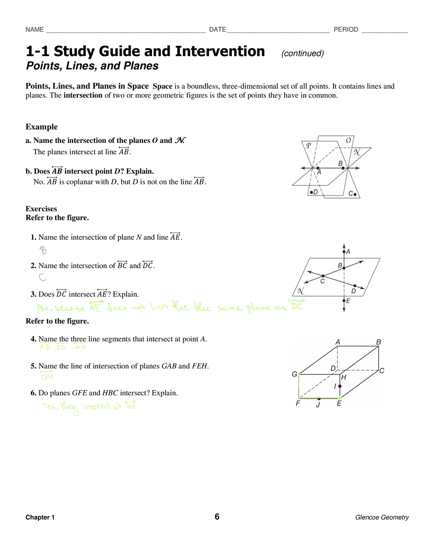1-1 Study Guide and Intervention - Page 2