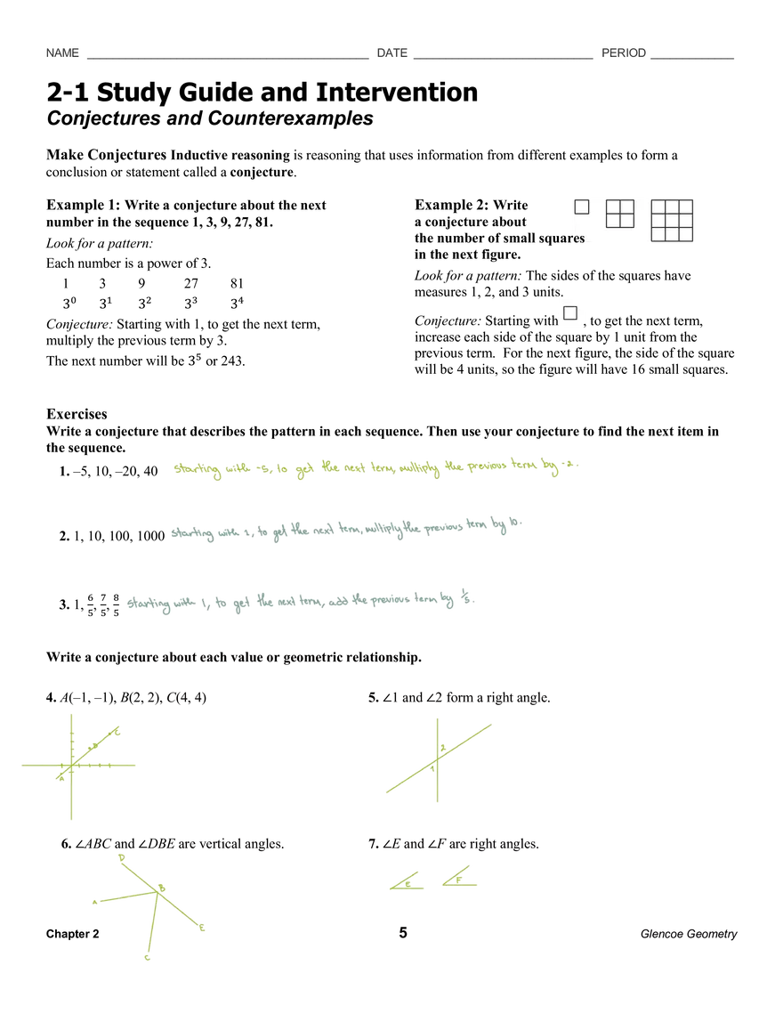 2-1 Study Guide and Intervention - Page 1