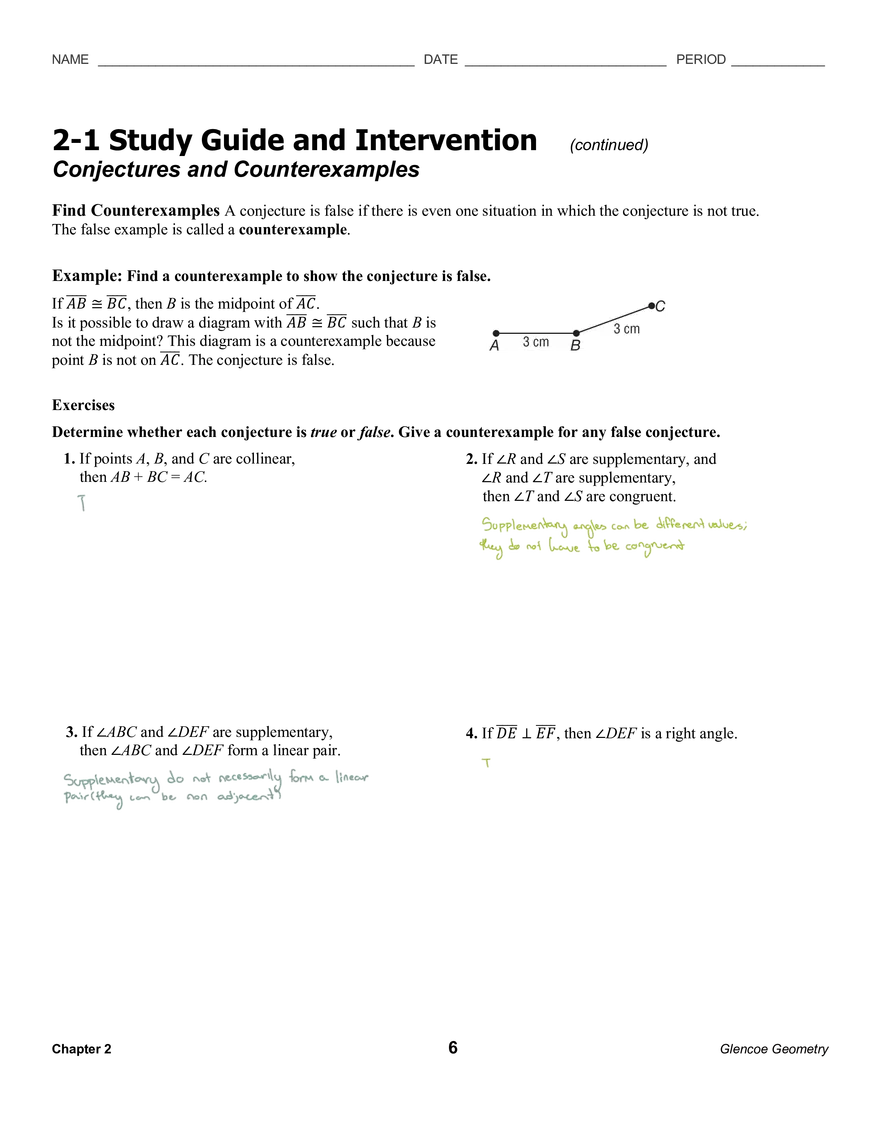 2-1 Study Guide and Intervention - Page 2