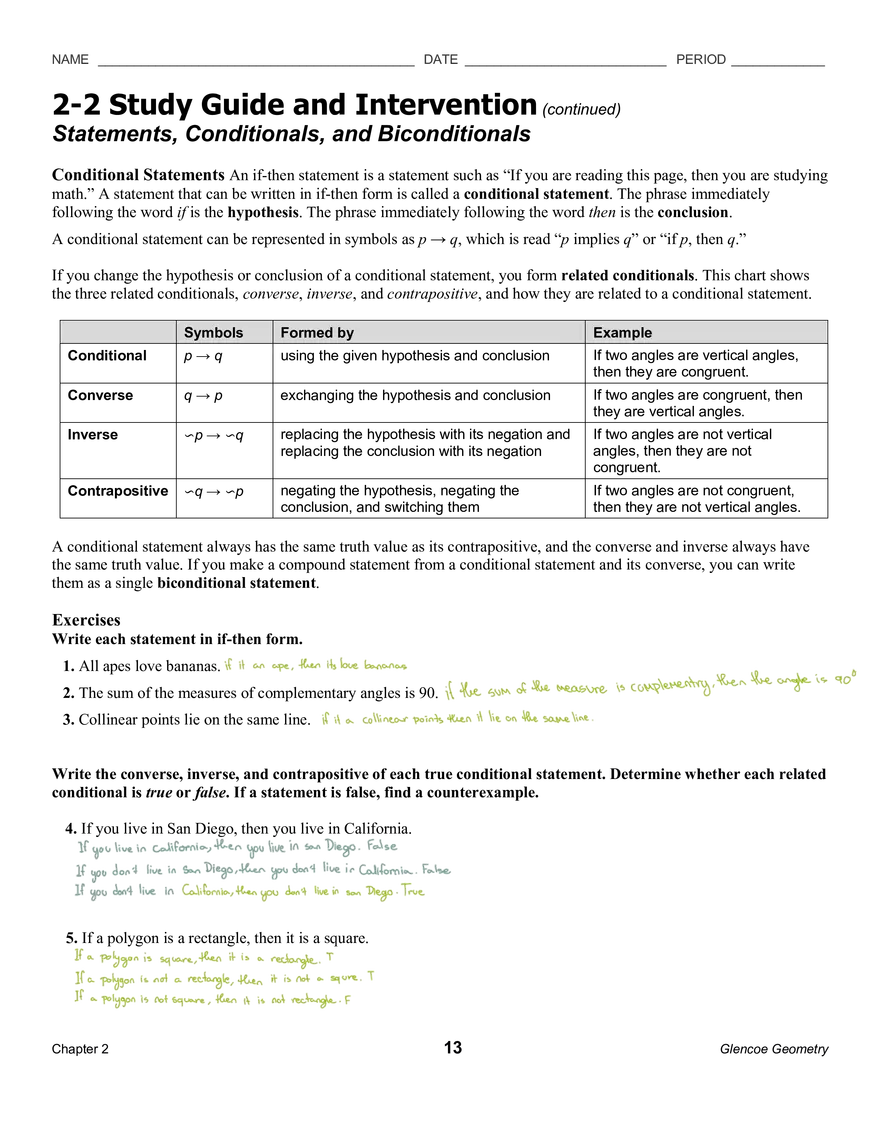 2-2 Study Guide and Intervention - Page 2
