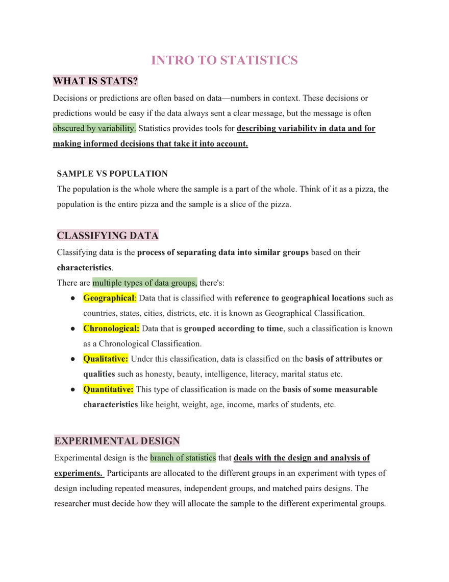 Statistics Intro to Statistics - Page 1