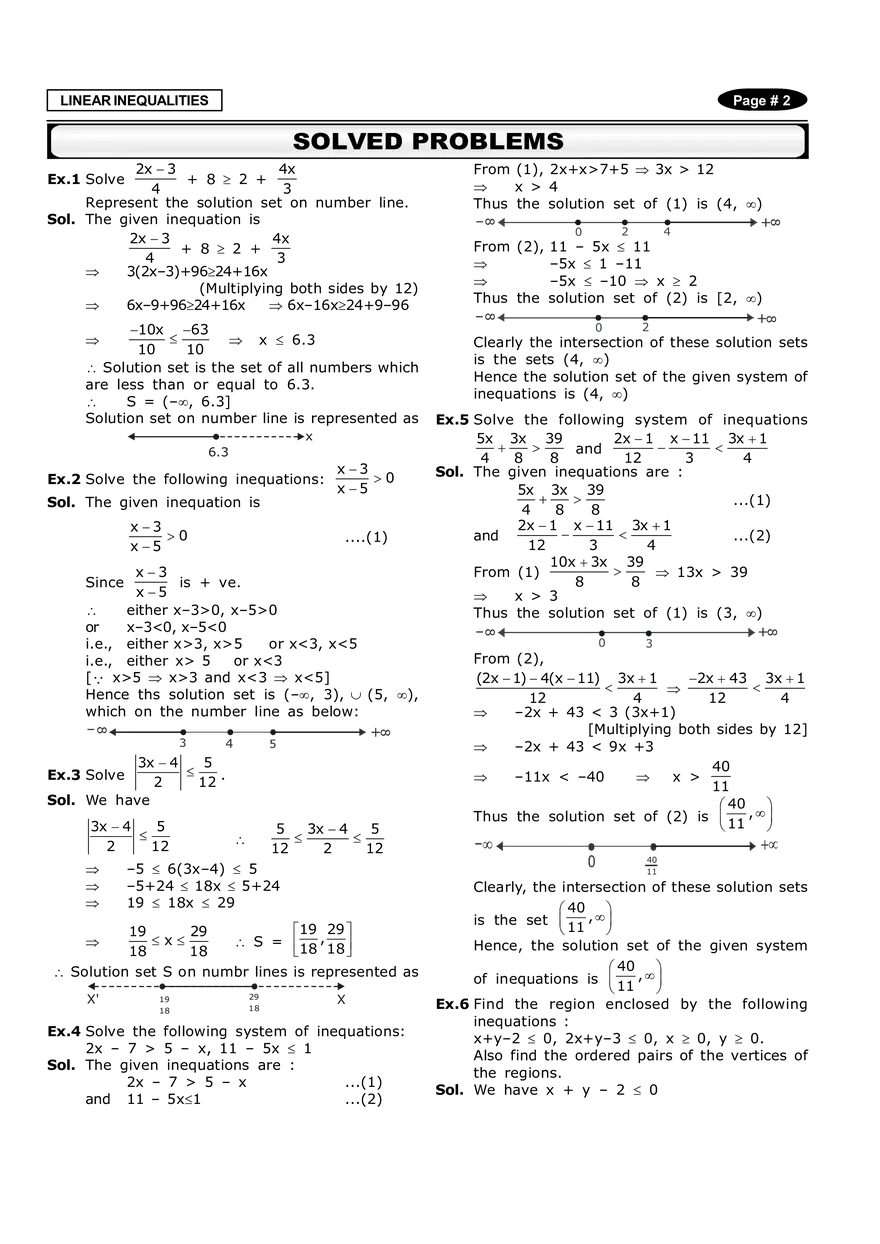 Linear Inequalities Solved Problems - Page 1
