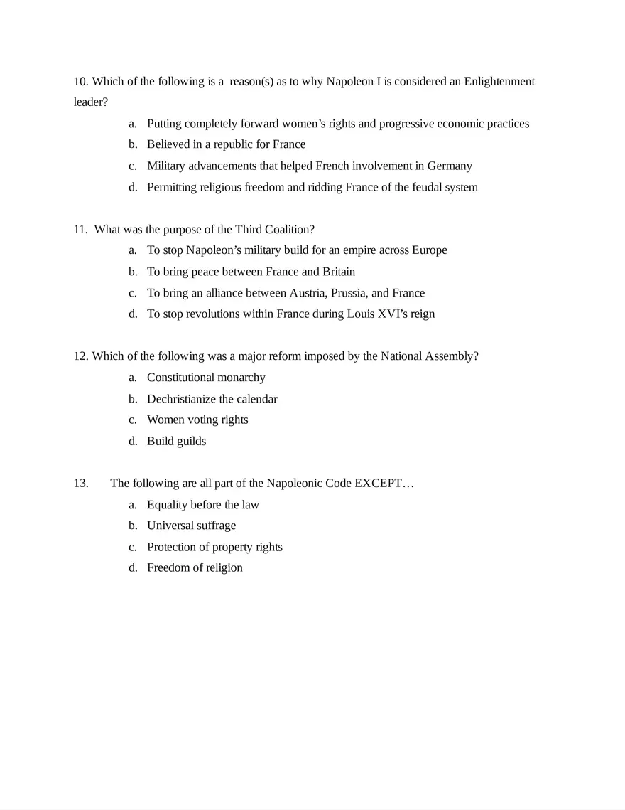 AP European History Unit 5 Quiz - Page 3