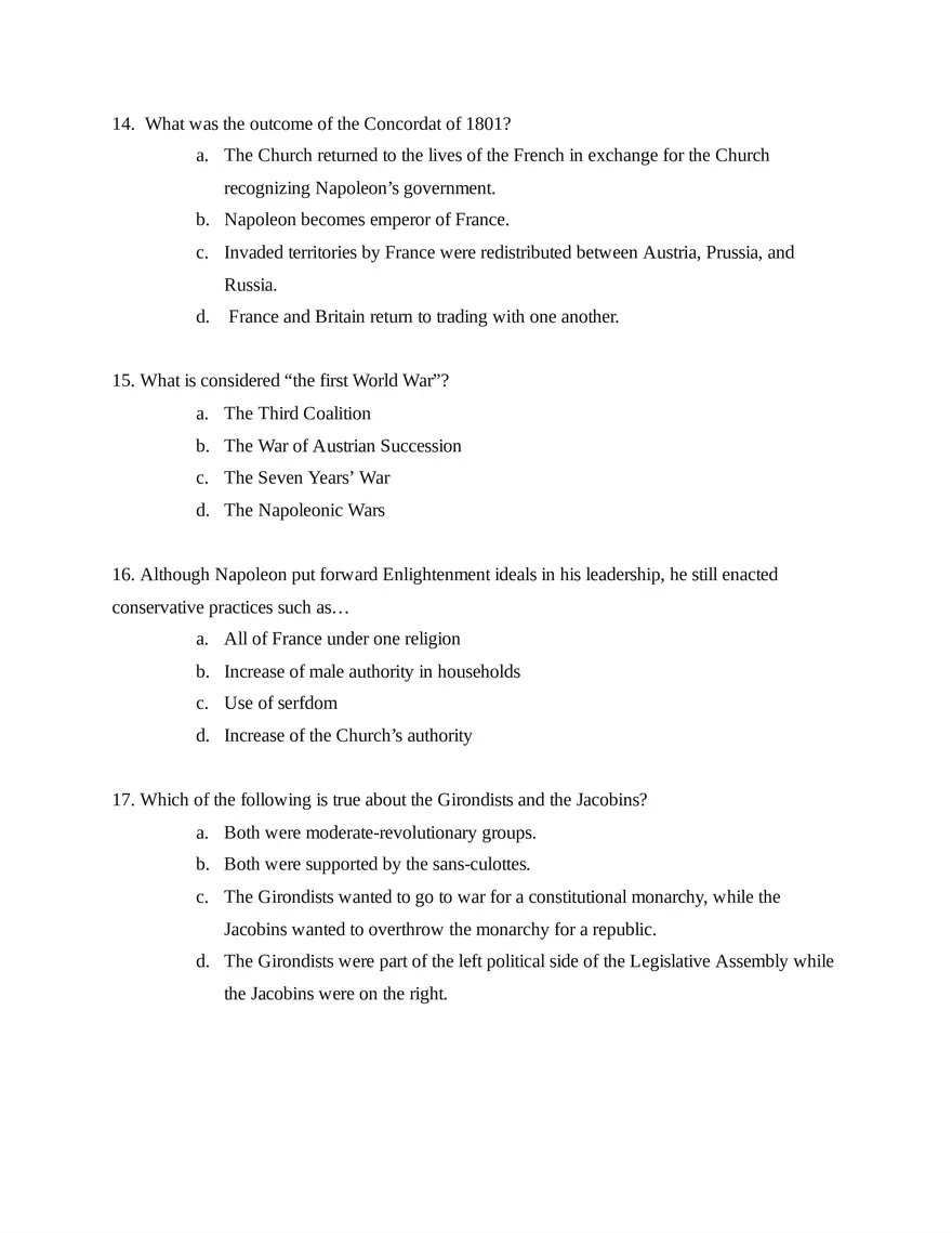 AP European History Unit 5 Quiz - Page 4