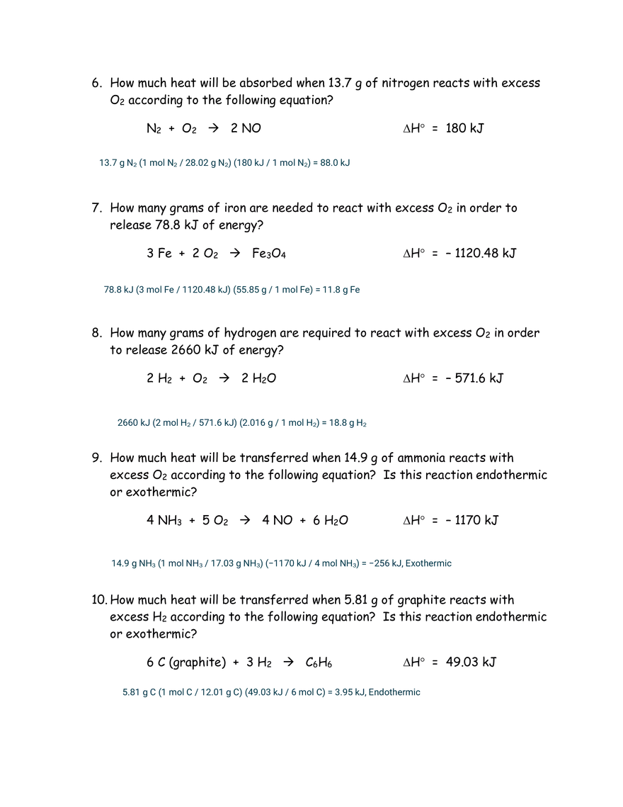CPA Chemistry Enthalpy Problems - Page 2