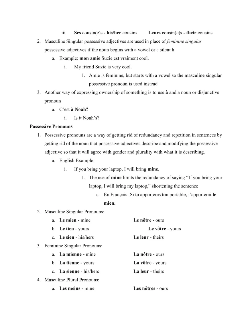 French IV Study Guide Section 1 Grammar - Page 12