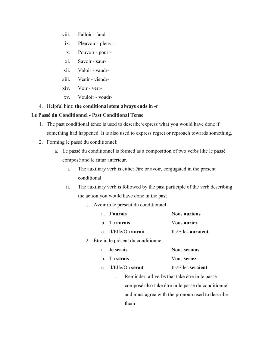 French IV Study Guide Section 1 Grammar - Page 13