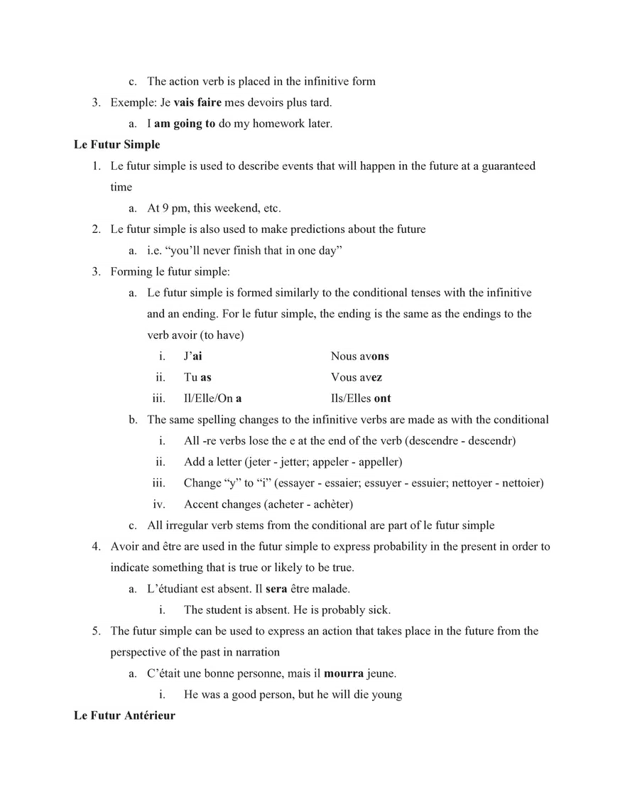 French IV Study Guide Section 1 Grammar - Page 18