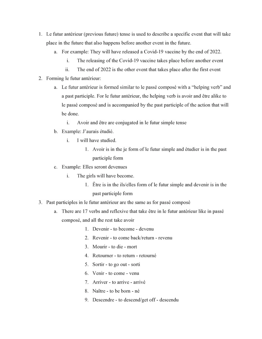 French IV Study Guide Section 1 Grammar - Page 19