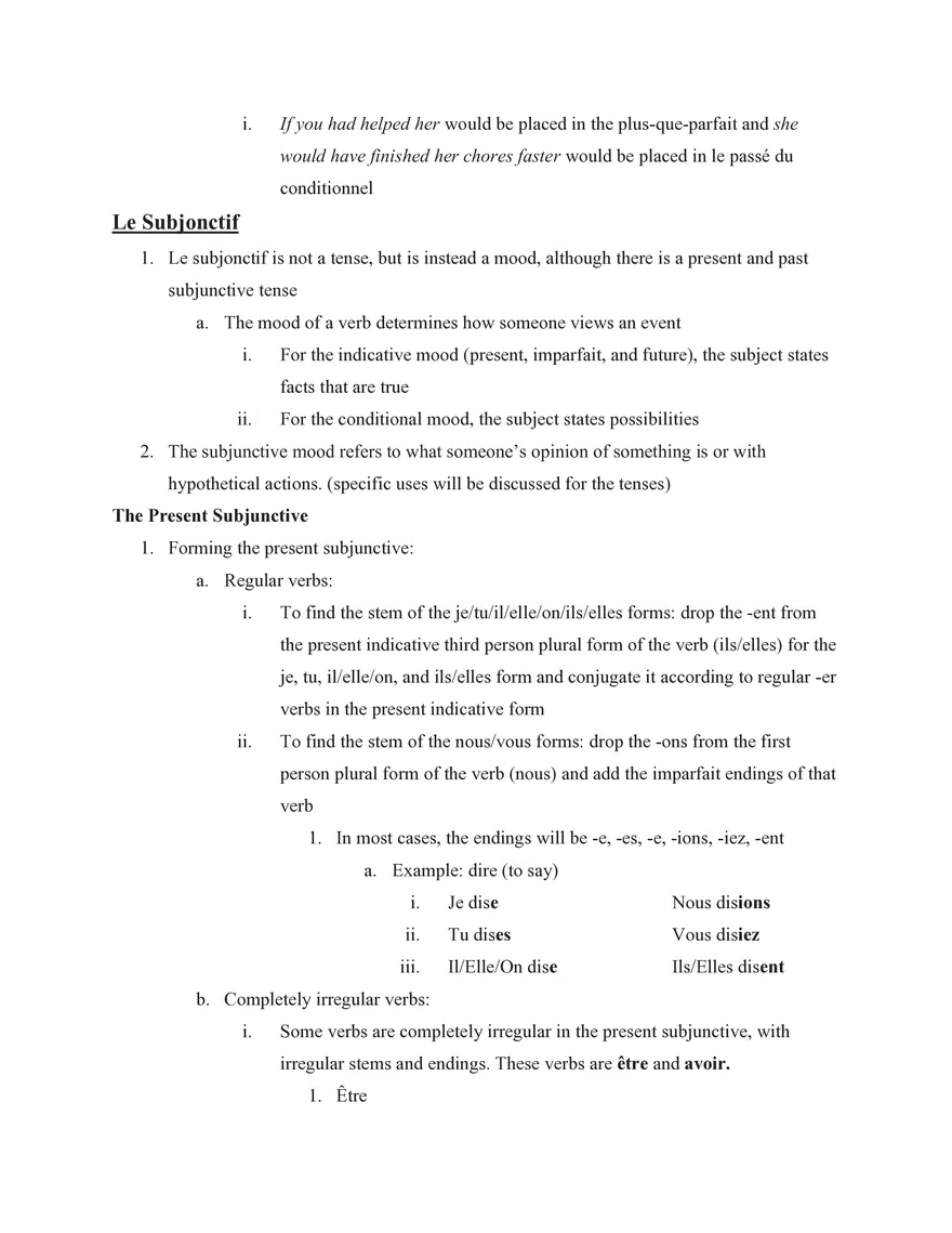 French IV Study Guide Section 1 Grammar - Page 3