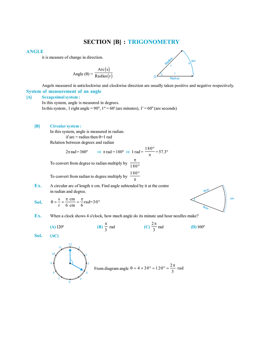 Basic Maths Section [B] Trigonometry - Page 1