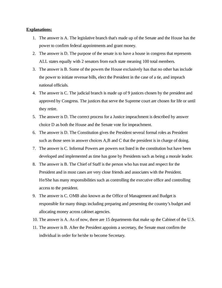 AP U.S. Government and Politics Unit 2 Quiz - Page 8