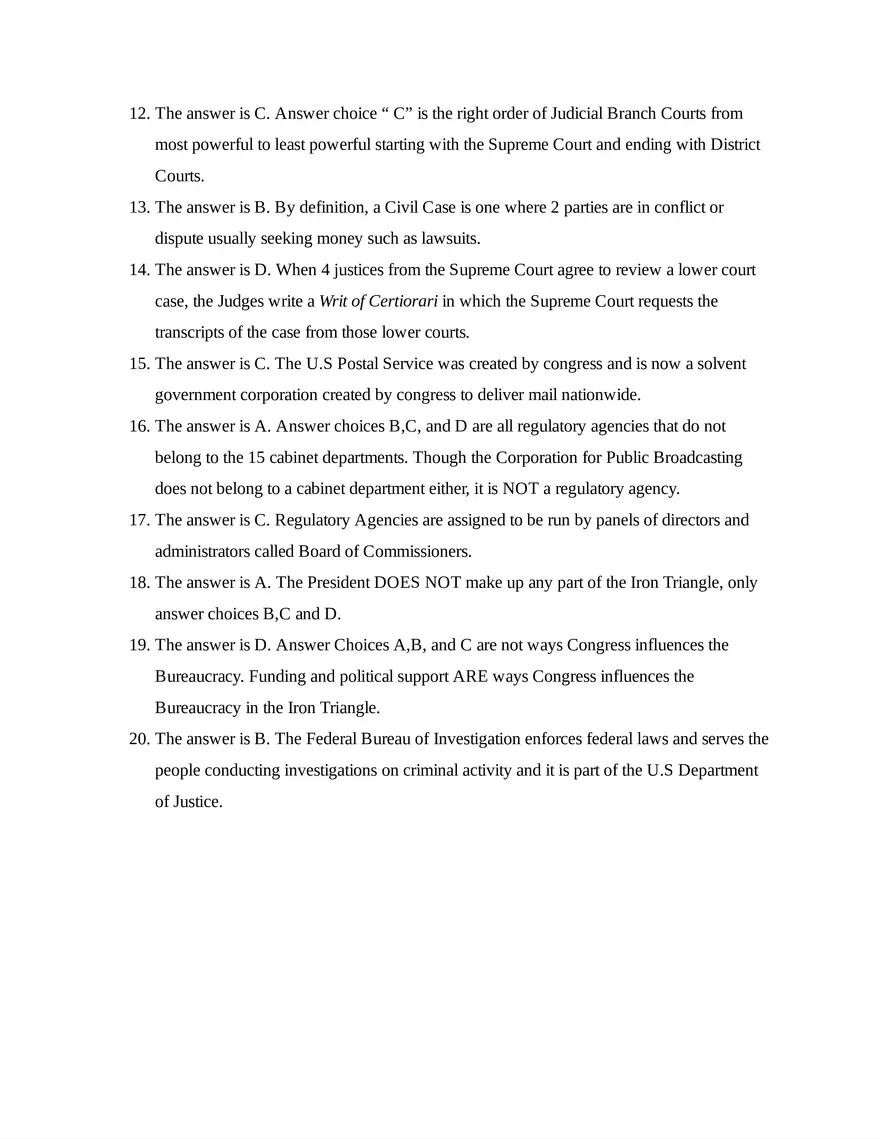 AP U.S. Government and Politics Unit 2 Quiz - Page 9