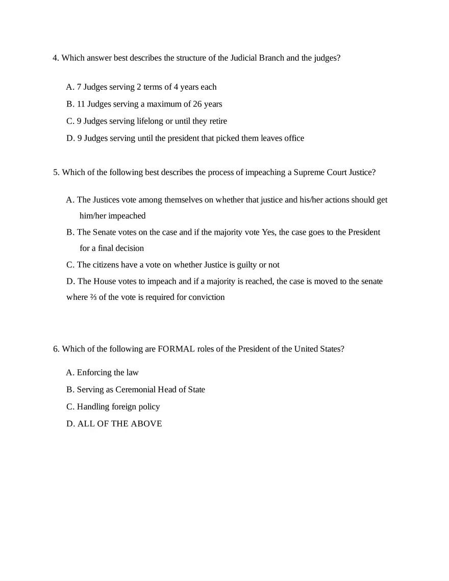 AP U.S. Government and Politics Unit 2 Quiz - Page 2
