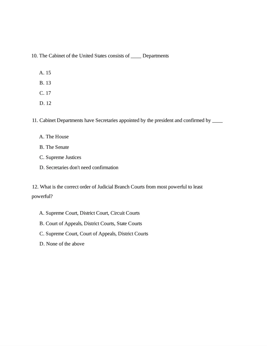 AP U.S. Government and Politics Unit 2 Quiz - Page 4