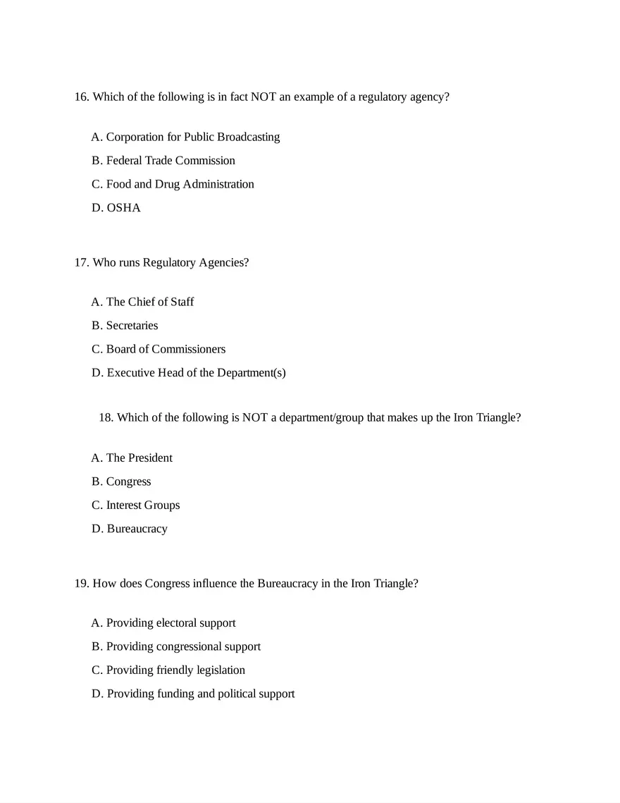 AP U.S. Government and Politics Unit 2 Quiz - Page 6