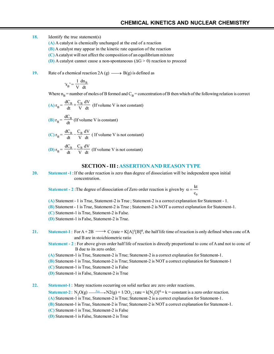 Chemical Kinetics and Nuclear Chemistry Mock Test - Page 6