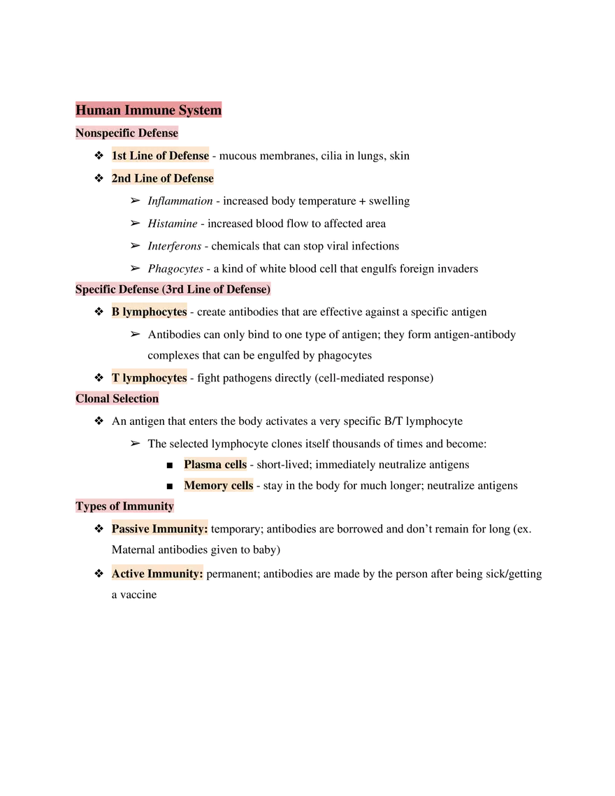 Test Guide Unit 8 Human Immune System - Page 1