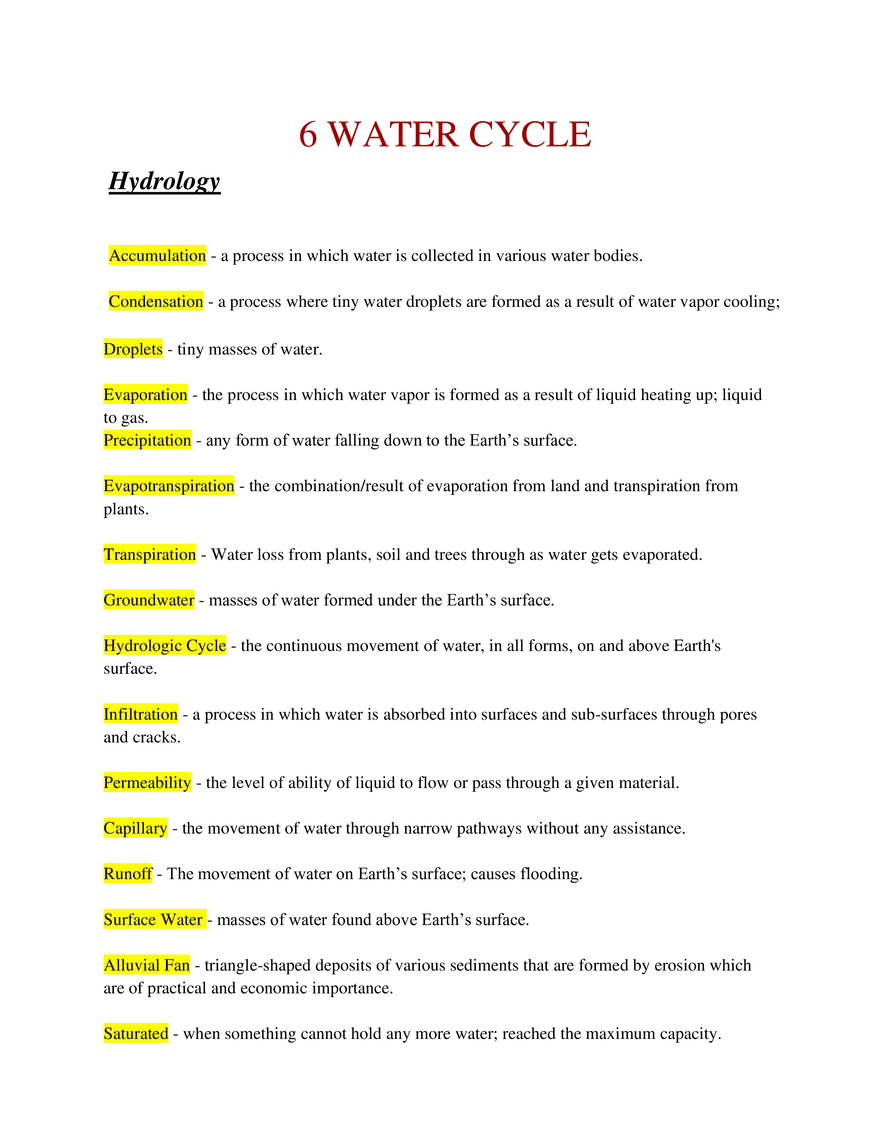 6 Water Cycle - Page 1