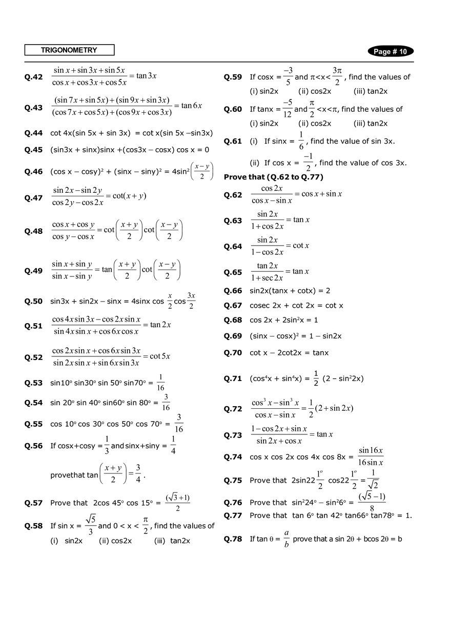 Trigonometry Exercise - Page 3
