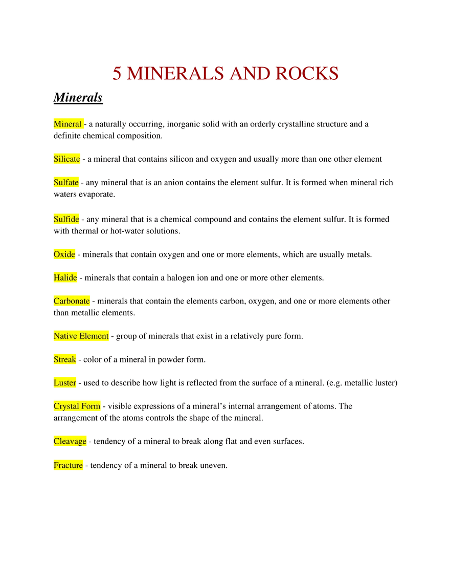 5 Minerals and Rocks - Page 1