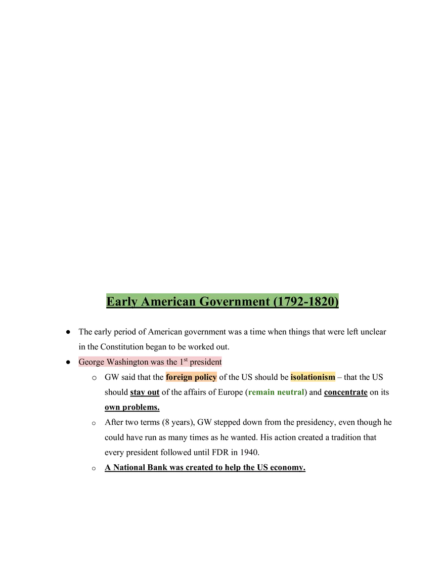 United States History Early American Government (1792-1820) - Page 1