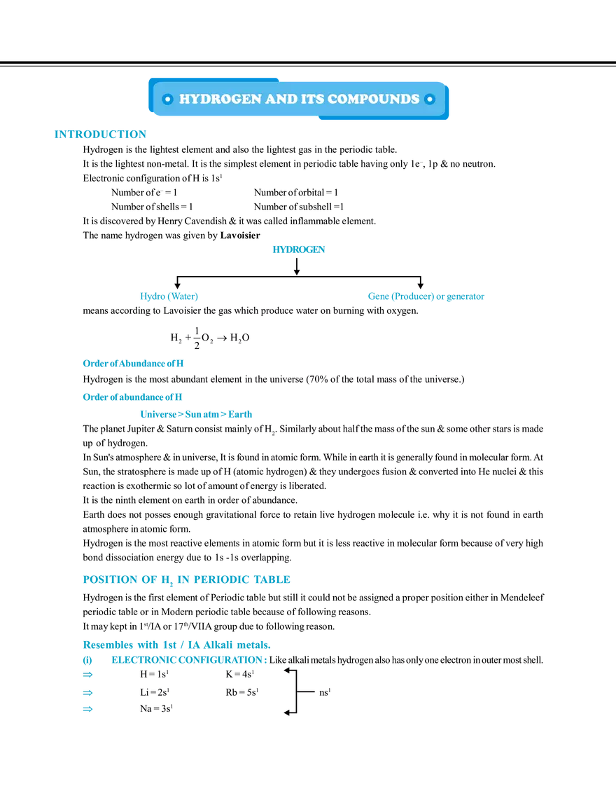 Hydrogen and Its Compounds - Page 1