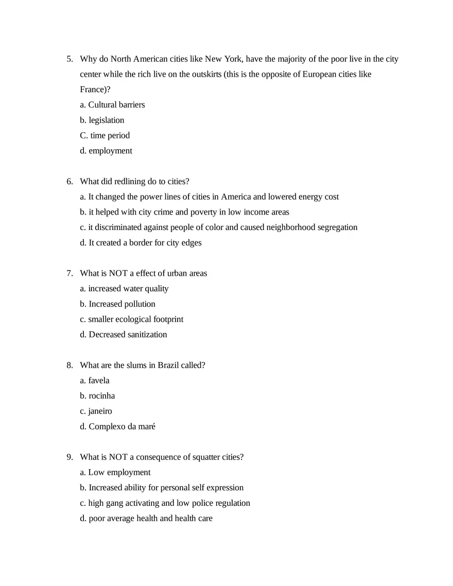 AP Human Geography Unit 6 Quiz - Page 2