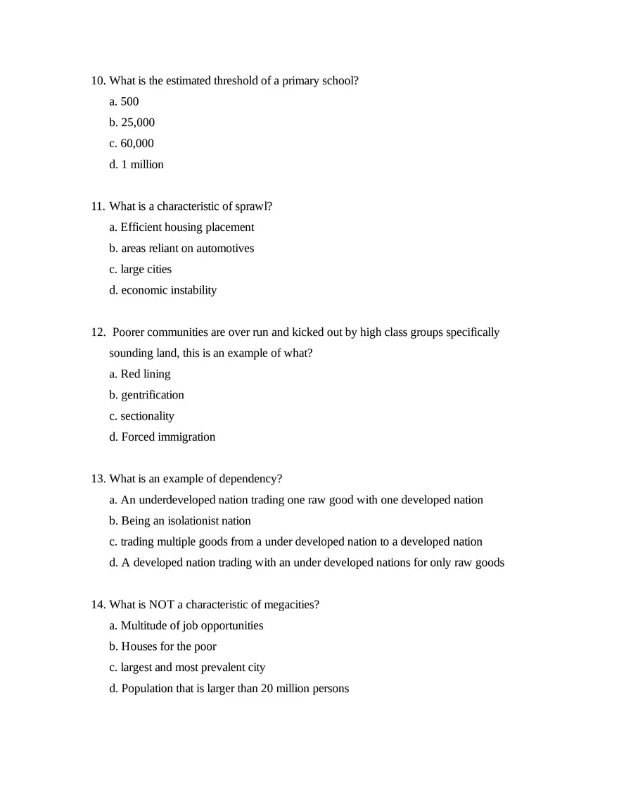 AP Human Geography Unit 6 Quiz - Page 3