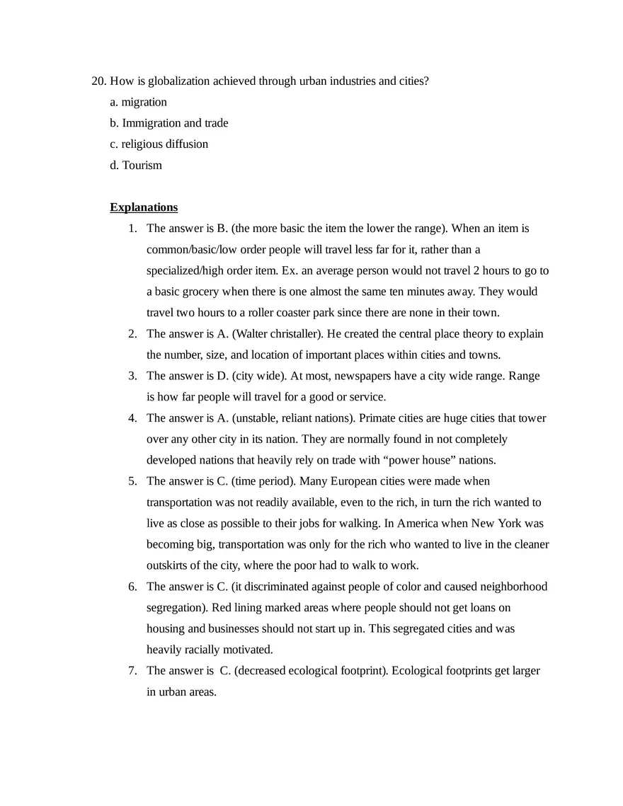 AP Human Geography Unit 6 Quiz - Page 5