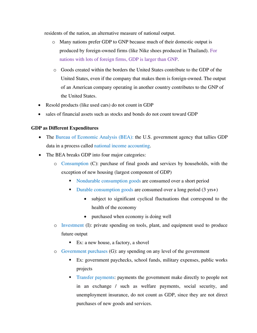 Chapter 19 Macroeconomics- Intro to Macro and Gross Domestic Product - Page 3
