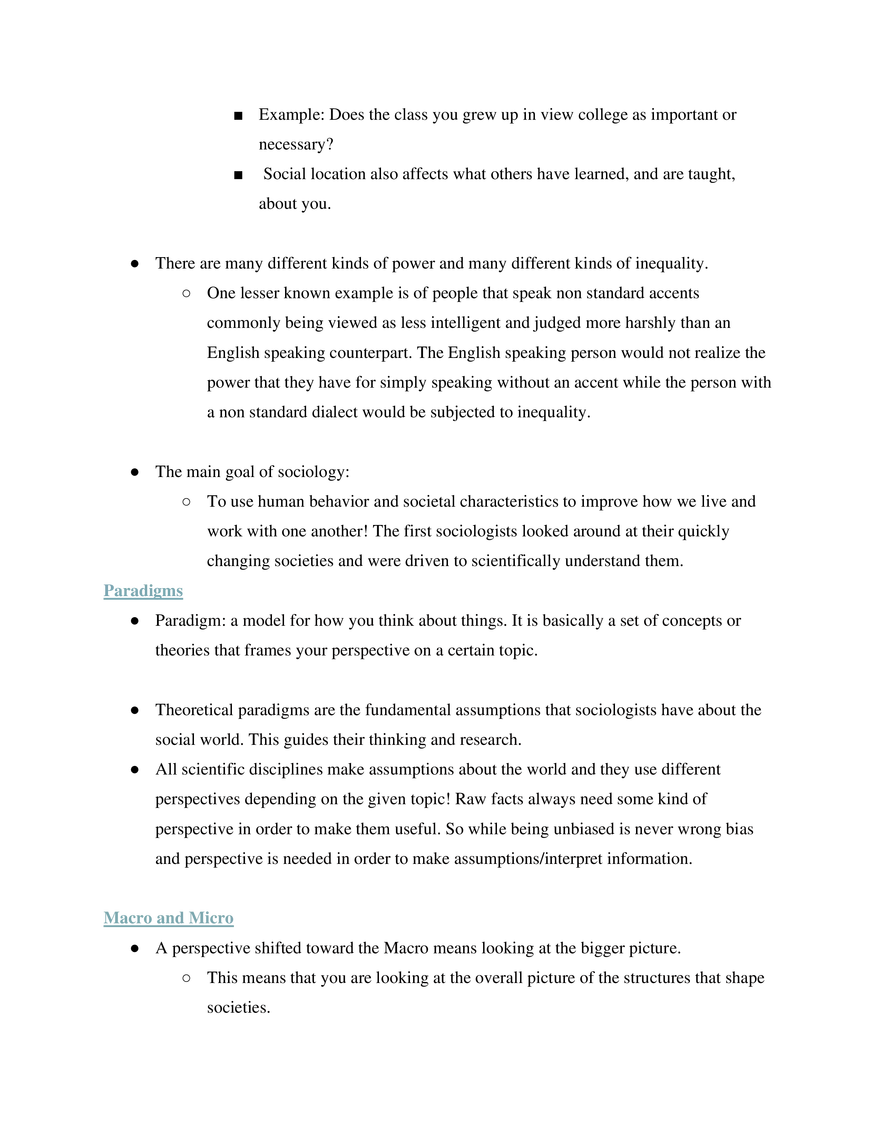 Sociology Unit 1 Introduction to Sociology & the Sociological Perspective - Page 4