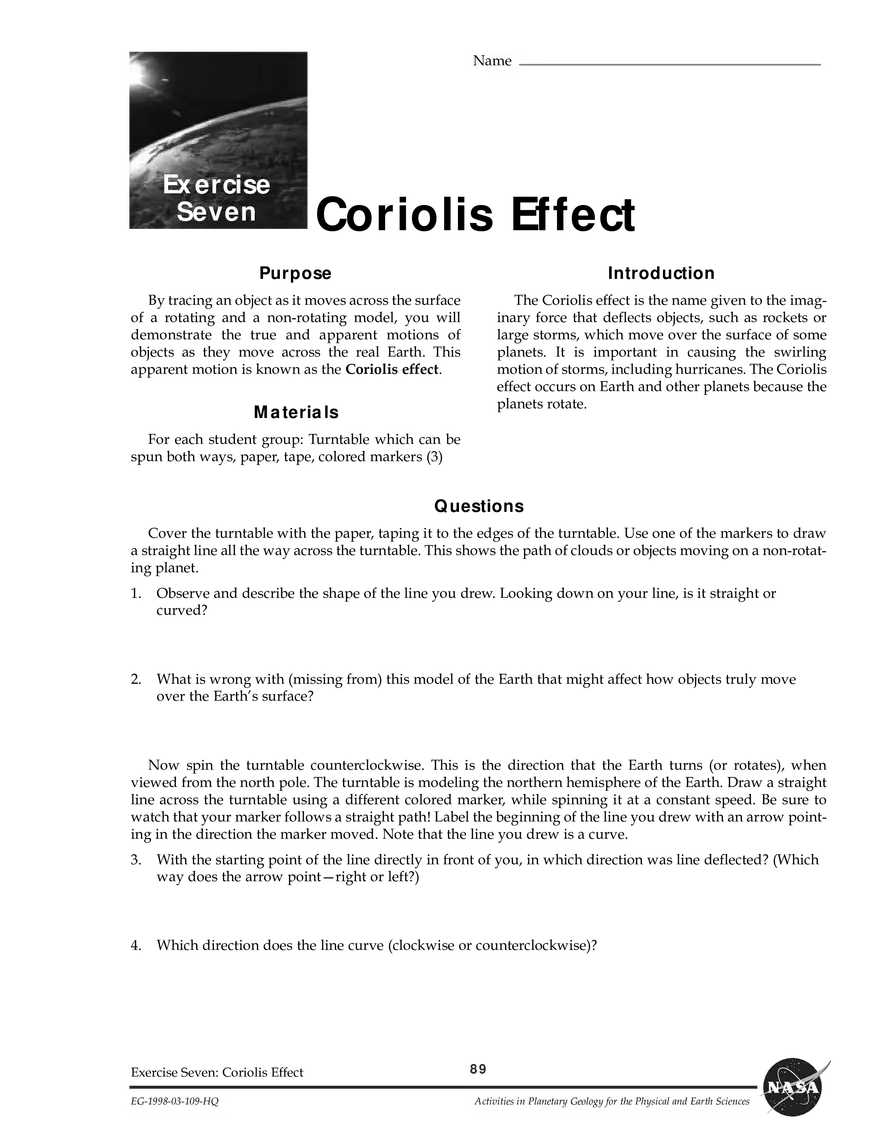 Coriolis Effect - Instructor Notes - Page 3
