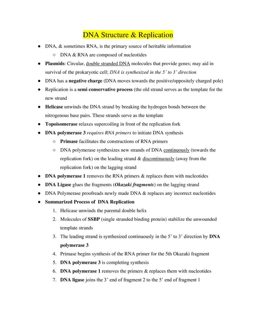 AP Biology DNA Structure & Replication - Page 1