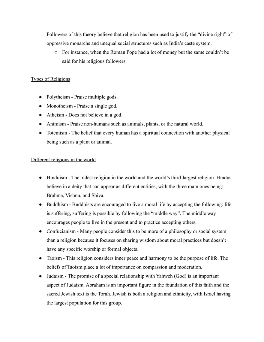 Sociology Study Guide Unit 7 Religion - Page 2