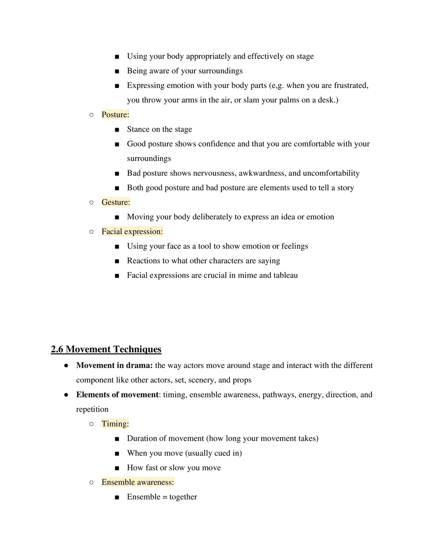 Drama & Theatre Unit 2 - Movement and Speech - Page 6