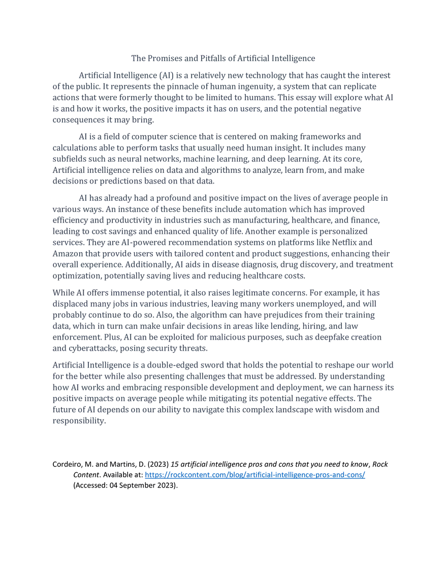 The Promises and Pitfalls of Artificial Intelligence - Page 1