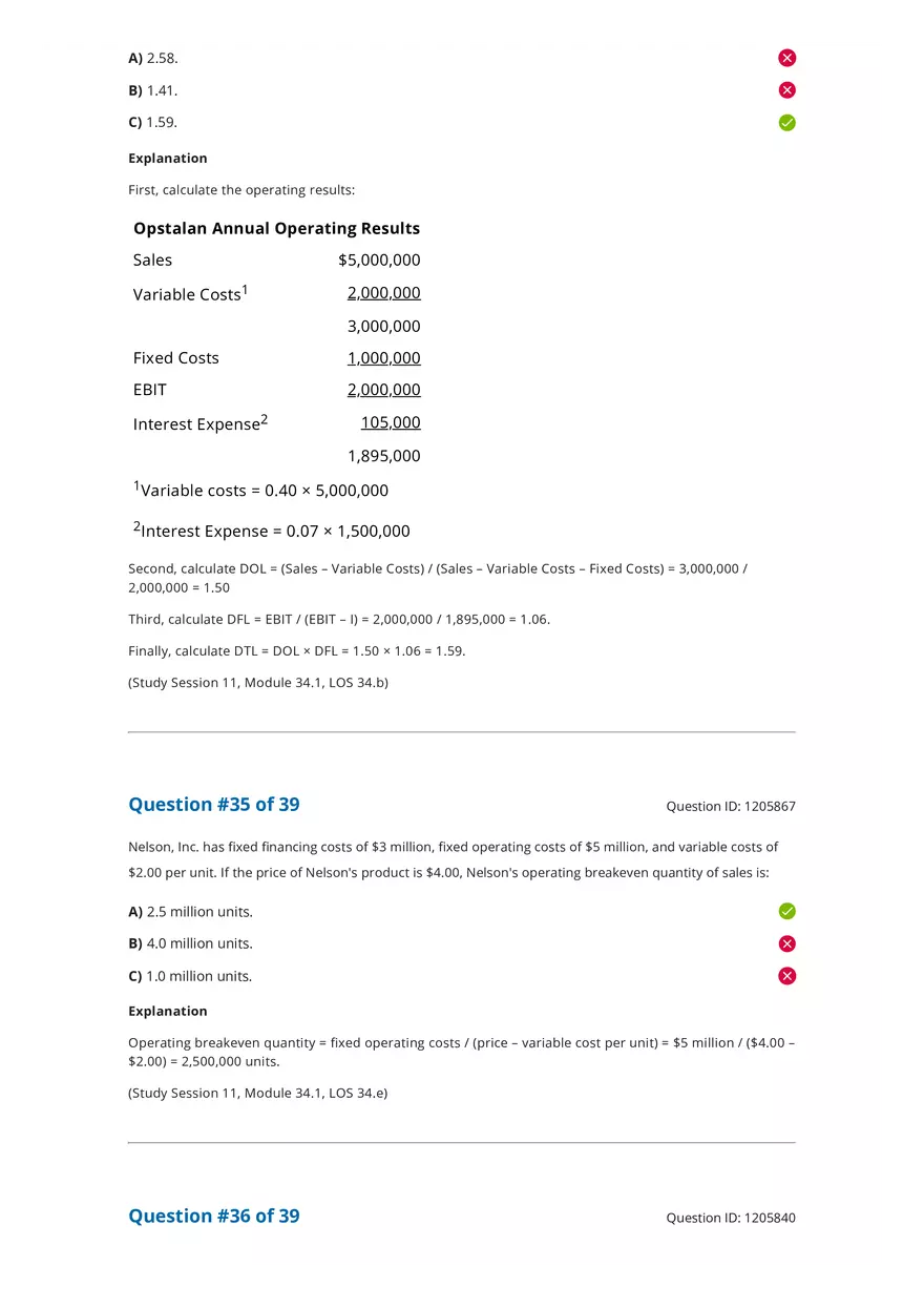 CFA 2020 Level I Measures of Leverage Answers - Page 8