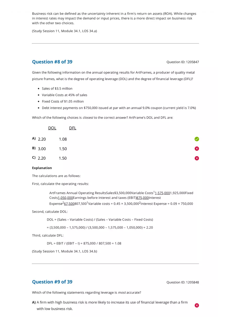 CFA 2020 Level I Measures of Leverage Answers - Page 12